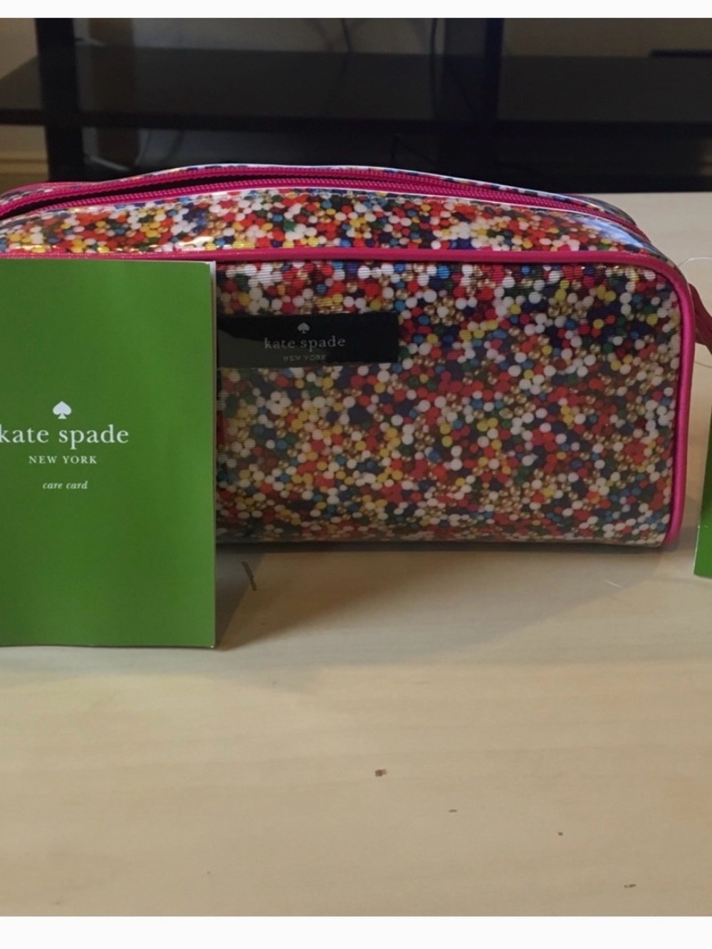 kate spade Multicolor Confetti Cosmetic Case with Pink Trim - Picture 2 of 4